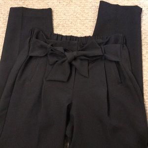 Black bow tie high waisted pants